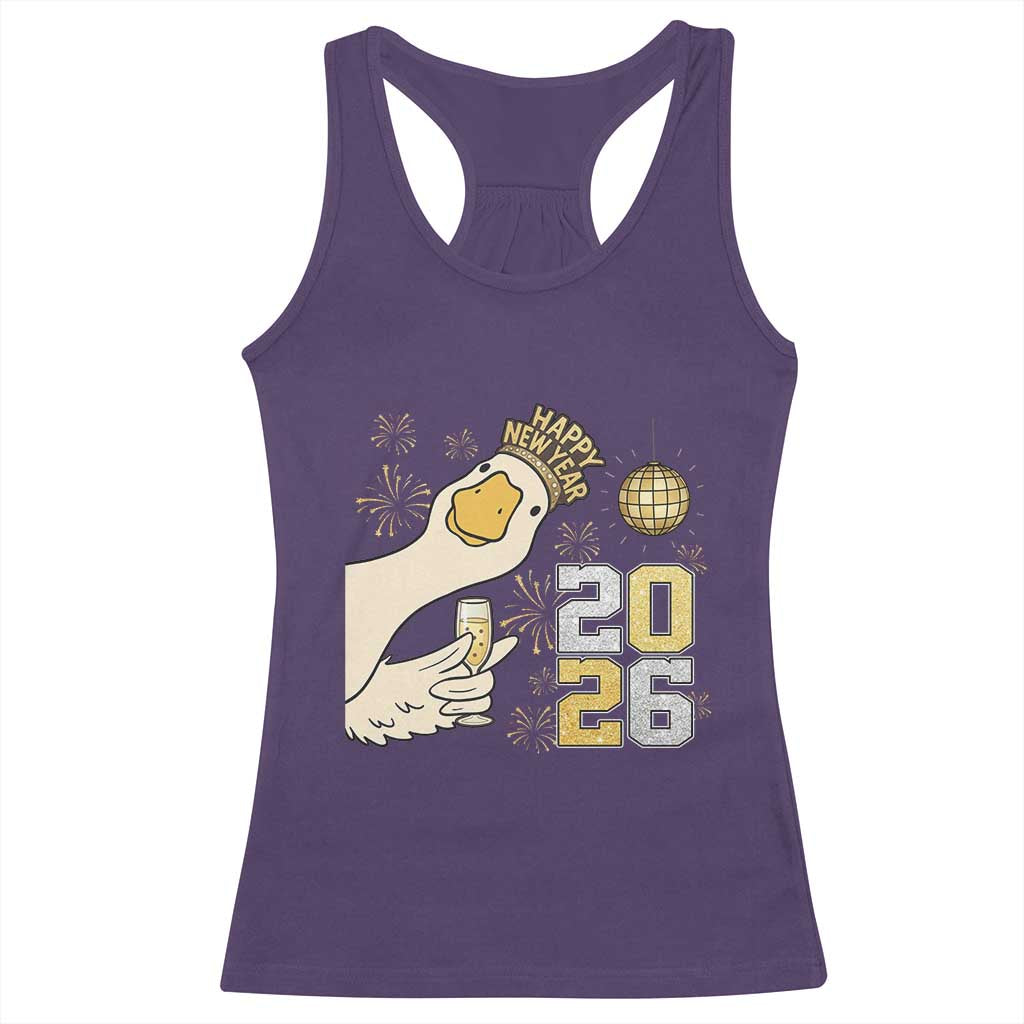 Funny New Years Eve Silly Goose 2026 Racerback Tank Top New Year Party - Wonder Print Shop