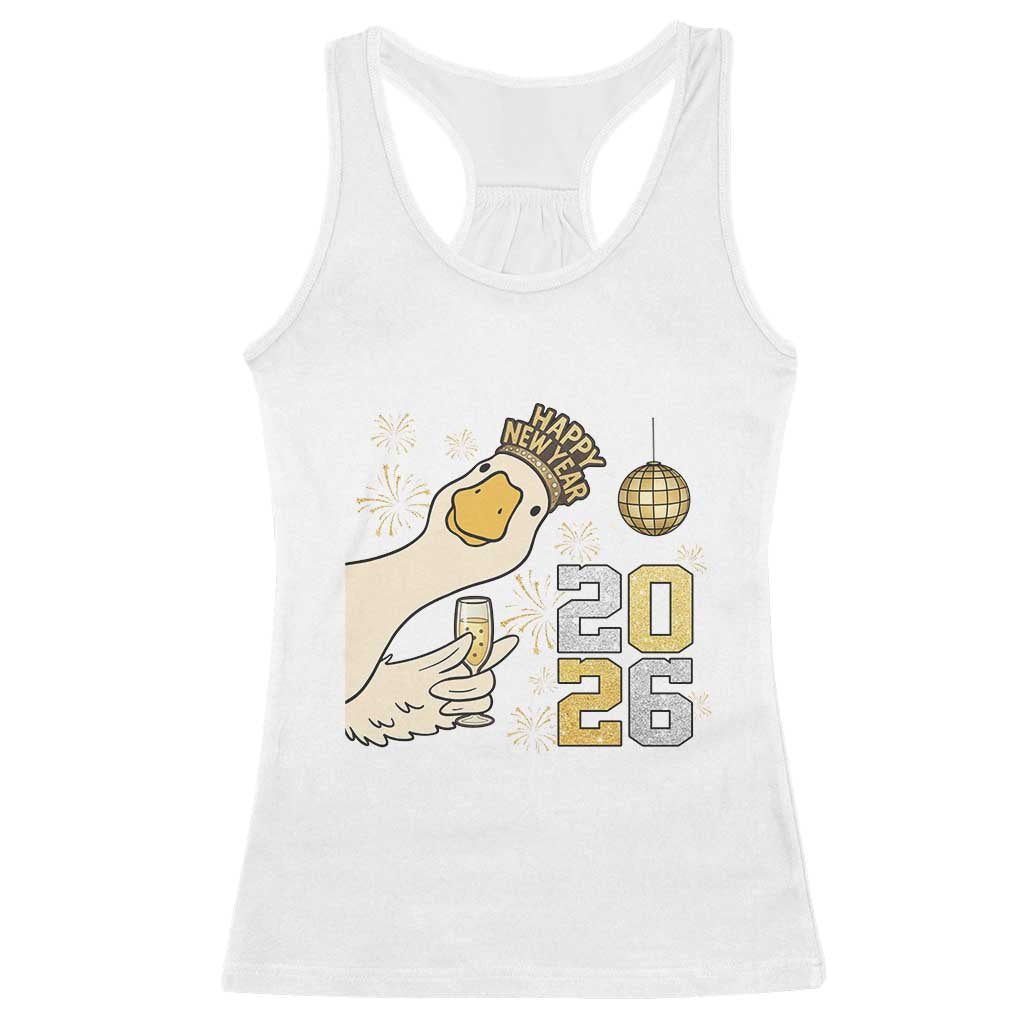 Funny New Years Eve Silly Goose 2026 Racerback Tank Top New Year Party - Wonder Print Shop