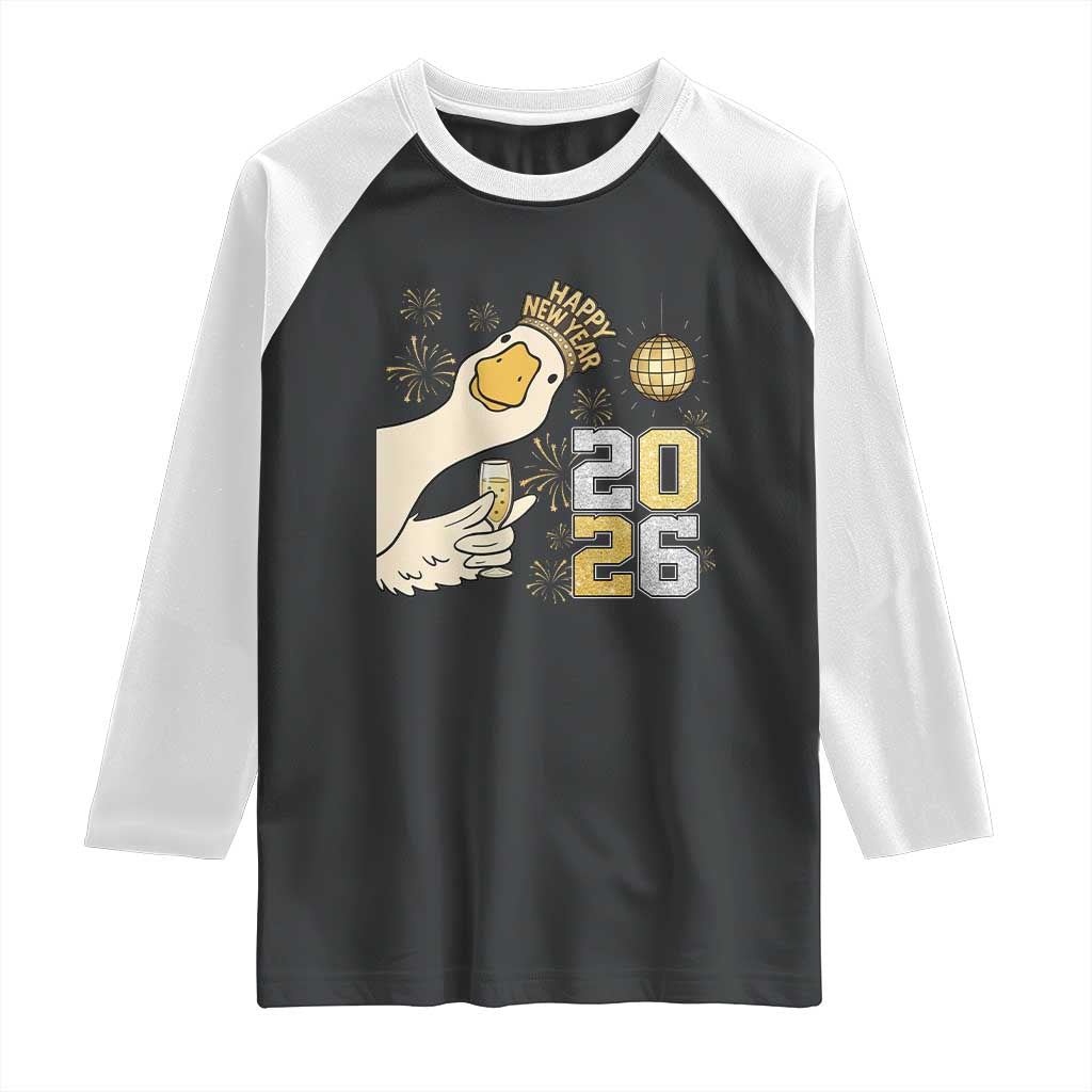 Funny New Years Eve Silly Goose 2026 Raglan Shirt New Year Party - Wonder Print Shop