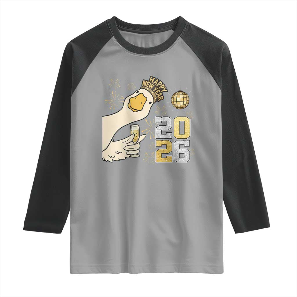Funny New Years Eve Silly Goose 2026 Raglan Shirt New Year Party - Wonder Print Shop
