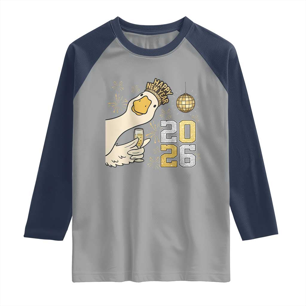Funny New Years Eve Silly Goose 2026 Raglan Shirt New Year Party - Wonder Print Shop