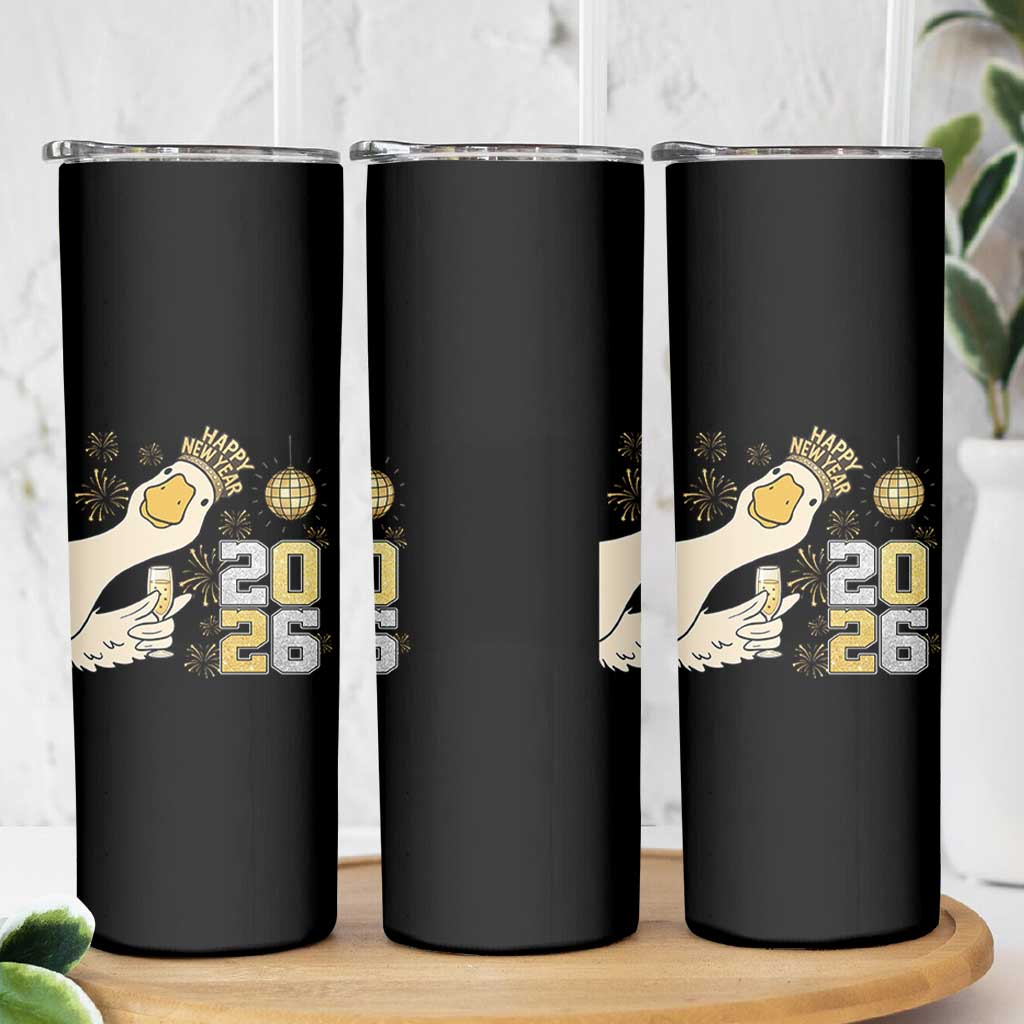 Funny New Years Eve Silly Goose 2026 Skinny Tumbler New Year Party - Wonder Print Shop