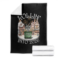 Funny Raccoon Rollin Into 2026 Throw Blanket New Year Dumpster Fire Firework - Wonder Print Shop