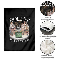 Funny Raccoon Rollin Into 2026 Garden Flag New Year Dumpster Fire Firework - Wonder Print Shop