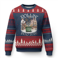 Funny Raccoon Rollin Into 2026 Ugly Christmas Sweater New Year Dumpster Fire Firework - Wonder Print Shop