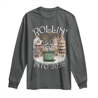 Funny Raccoon Rollin Into 2026 Long Sleeve Shirt New Year Dumpster Fire Firework - Wonder Print Shop