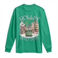 Funny Raccoon Rollin Into 2026 Long Sleeve Shirt New Year Dumpster Fire Firework - Wonder Print Shop