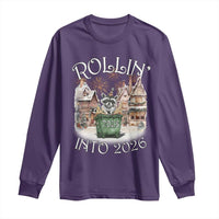 Funny Raccoon Rollin Into 2026 Long Sleeve Shirt New Year Dumpster Fire Firework - Wonder Print Shop