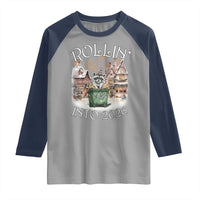 Funny Raccoon Rollin Into 2026 Raglan Shirt New Year Dumpster Fire Firework - Wonder Print Shop