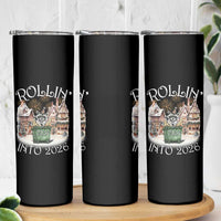 Funny Raccoon Rollin Into 2026 Skinny Tumbler New Year Dumpster Fire Firework - Wonder Print Shop