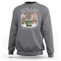 Funny Raccoon Rollin Into 2026 Sweatshirt New Year Dumpster Fire Firework - Wonder Print Shop