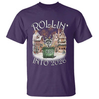 Funny Raccoon Rollin Into 2026 T Shirt New Year Dumpster Fire Firework - Wonder Print Shop