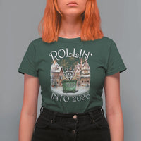 Funny Raccoon Rollin Into 2026 T Shirt For Women New Year Dumpster Fire Firework - Wonder Print Shop