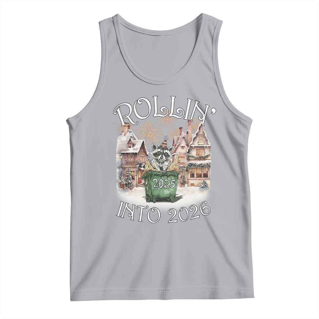 Funny Raccoon Rollin Into 2026 Tank Top New Year Dumpster Fire Firework - Wonder Print Shop