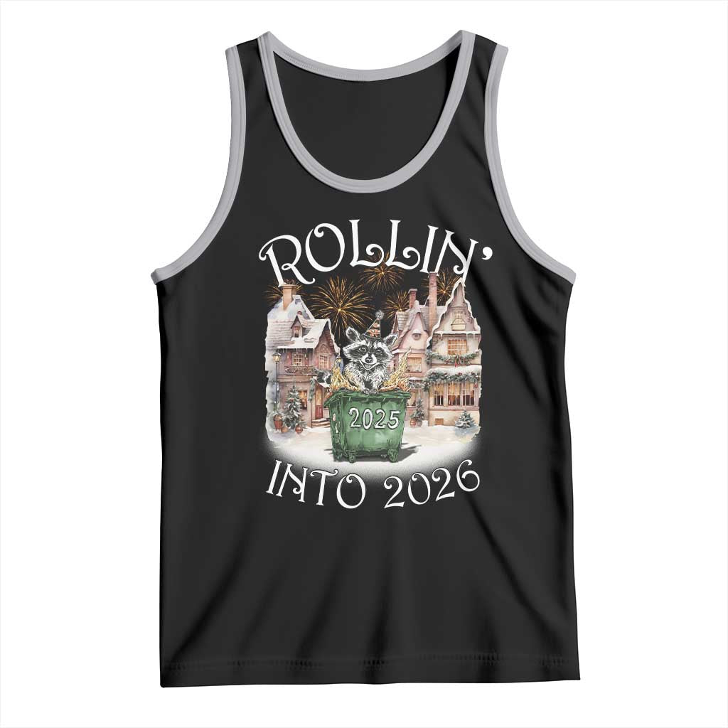 Funny Raccoon Rollin Into 2026 Tank Top New Year Dumpster Fire Firework - Wonder Print Shop