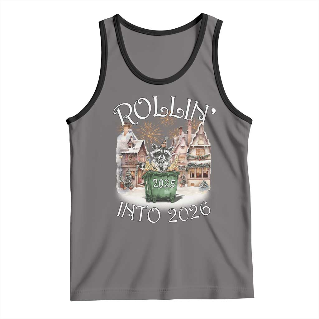 Funny Raccoon Rollin Into 2026 Tank Top New Year Dumpster Fire Firework - Wonder Print Shop