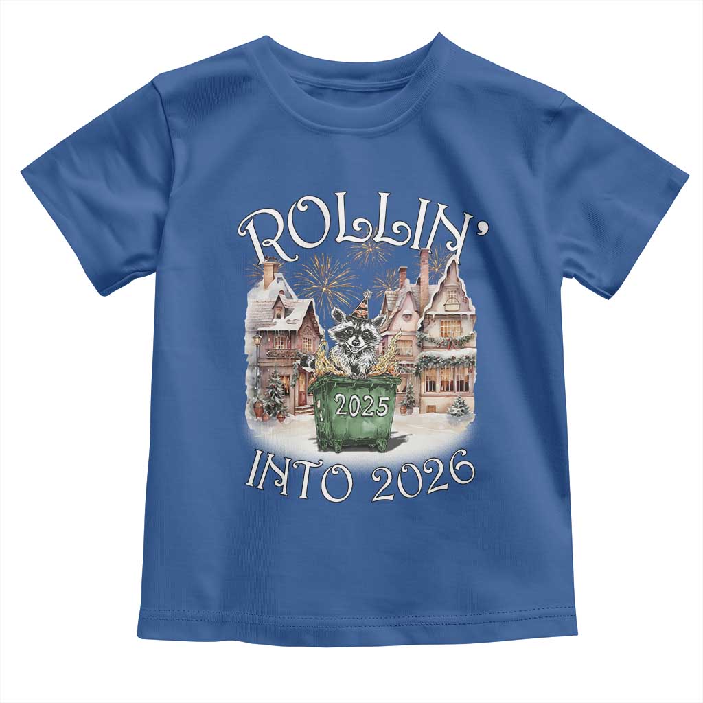 Funny Raccoon Rollin Into 2026 Toddler T Shirt New Year Dumpster Fire Firework - Wonder Print Shop