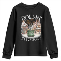 Funny Raccoon Rollin Into 2026 Youth Sweatshirt New Year Dumpster Fire Firework - Wonder Print Shop