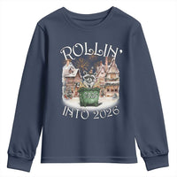 Funny Raccoon Rollin Into 2026 Youth Sweatshirt New Year Dumpster Fire Firework - Wonder Print Shop
