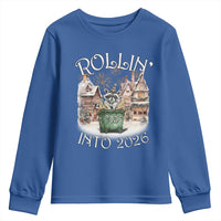 Funny Raccoon Rollin Into 2026 Youth Sweatshirt New Year Dumpster Fire Firework - Wonder Print Shop