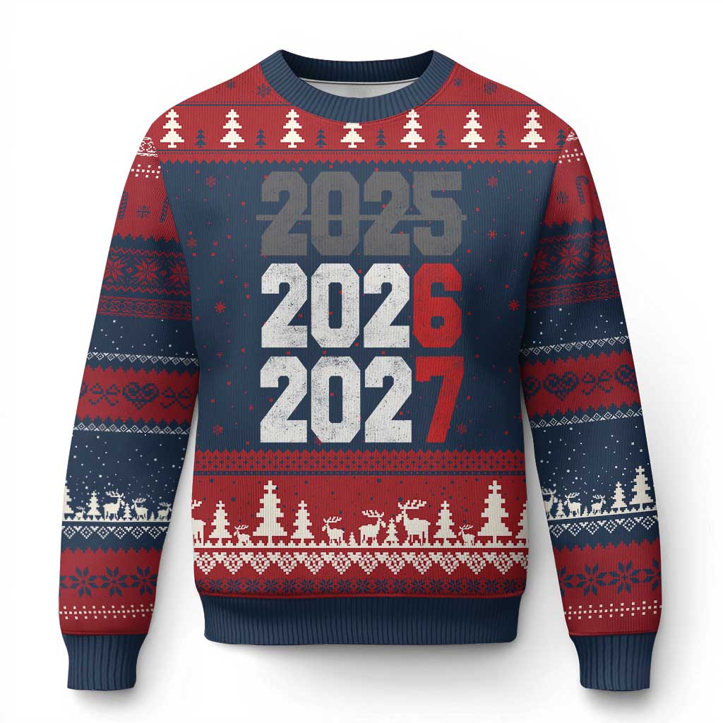 Funny 67 New Year Ugly Christmas Sweater Happy New Year 2026 2027 Sports Jersey Number - Wonder Print Shop