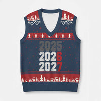 Funny 67 New Year V-Neck Knit Sweater Vest Happy New Year 2026 2027 Sports Jersey Number - Wonder Print Shop