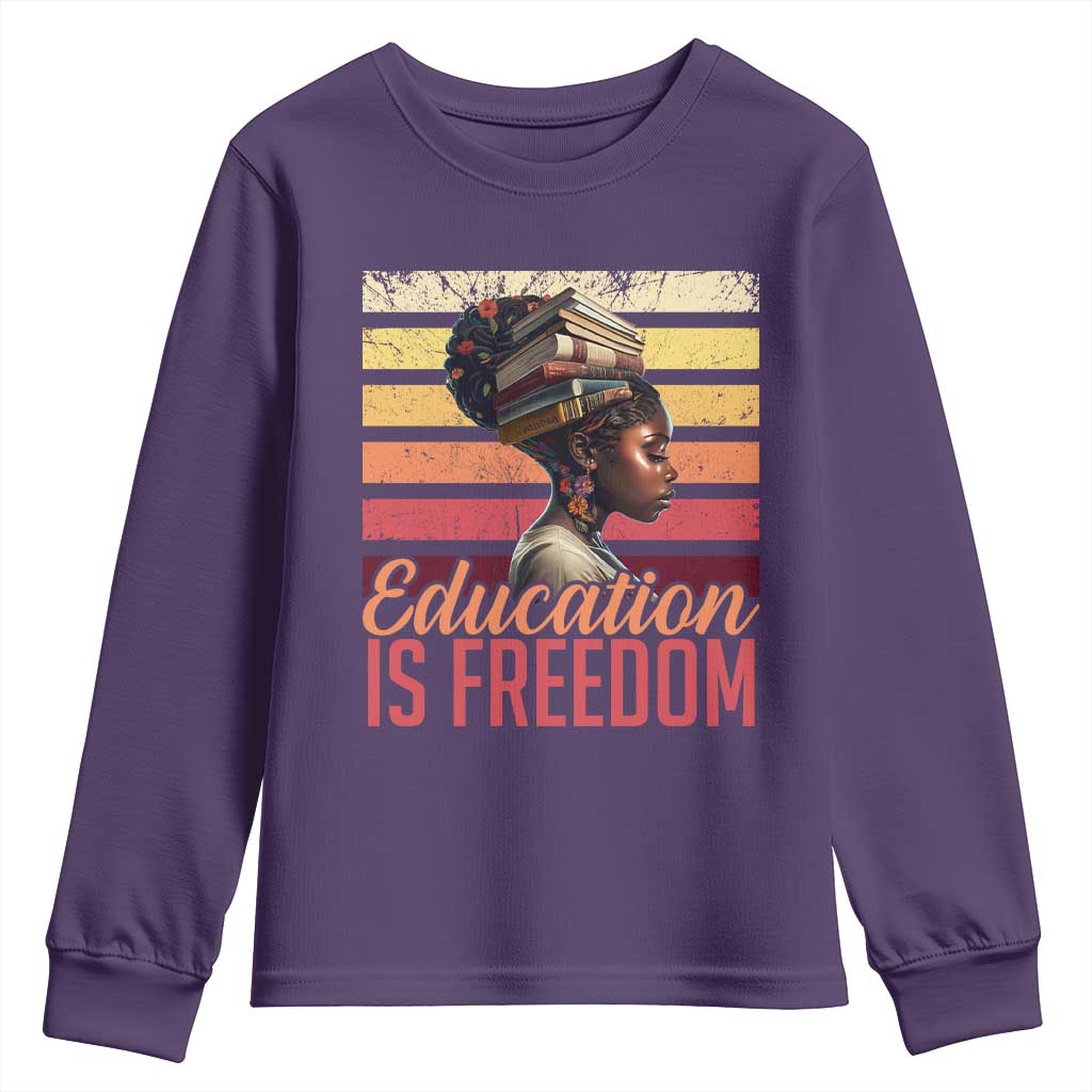 Education Is Freedom Youth Sweatshirt Retro Black History Month Teacher