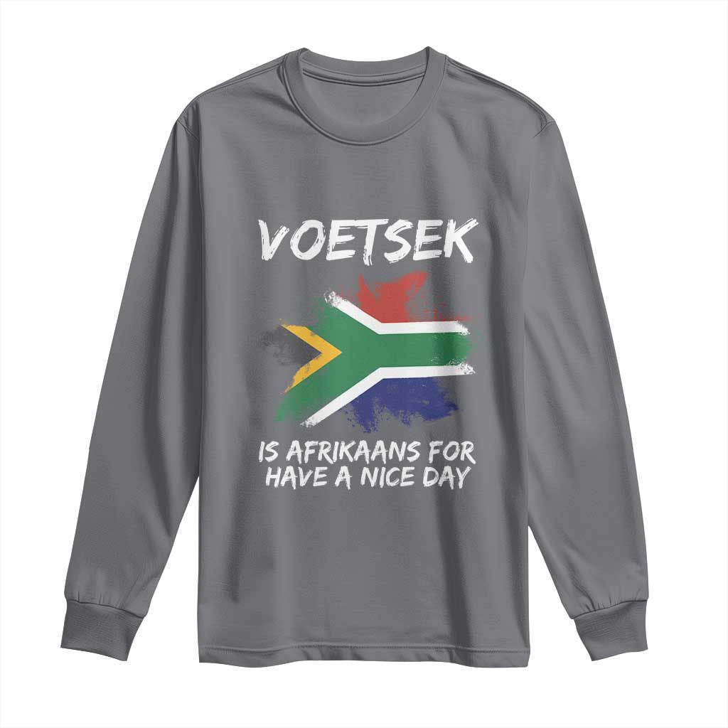 Funny Voetsek Is Afrikaans For Have A Nice Day Long Sleeve Shirt Vintage Saffa Flag
