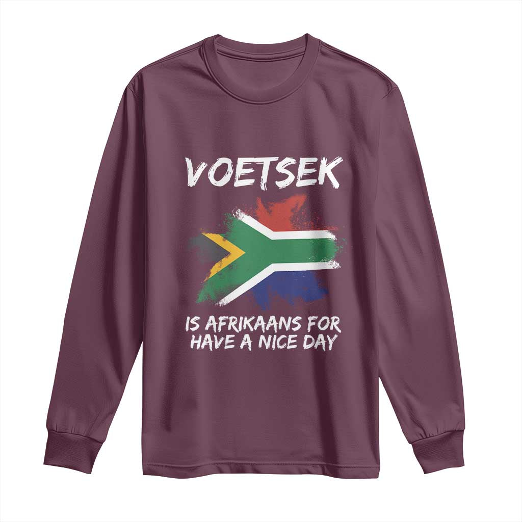 Funny Voetsek Is Afrikaans For Have A Nice Day Long Sleeve Shirt Vintage Saffa Flag