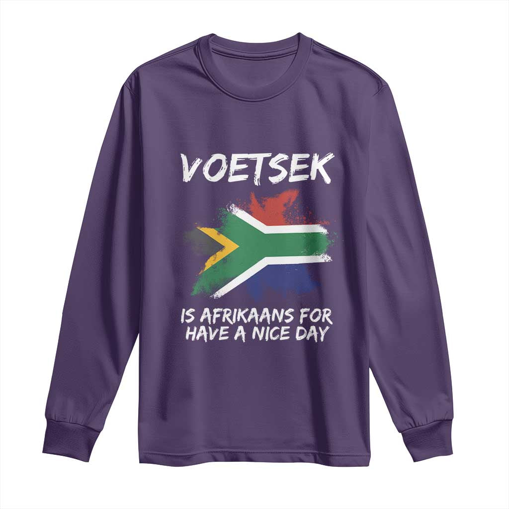 Funny Voetsek Is Afrikaans For Have A Nice Day Long Sleeve Shirt Vintage Saffa Flag