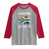 Funny Voetsek Is Afrikaans For Have A Nice Day Raglan Shirt Vintage Saffa Flag