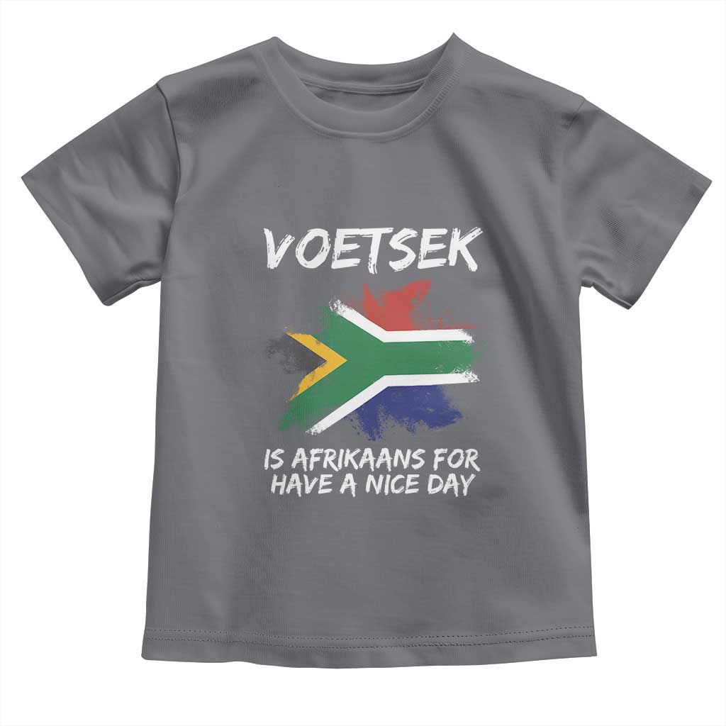 Funny Voetsek Is Afrikaans For Have A Nice Day Toddler T Shirt Vintage Saffa Flag