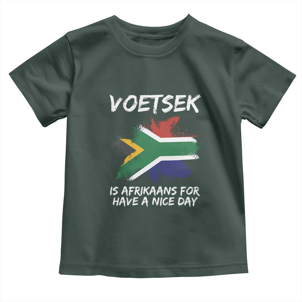 Funny Voetsek Is Afrikaans For Have A Nice Day Toddler T Shirt Vintage Saffa Flag