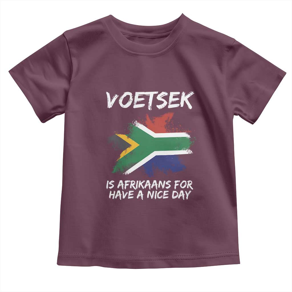Funny Voetsek Is Afrikaans For Have A Nice Day Toddler T Shirt Vintage Saffa Flag