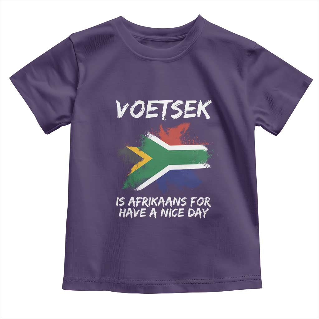 Funny Voetsek Is Afrikaans For Have A Nice Day Toddler T Shirt Vintage Saffa Flag