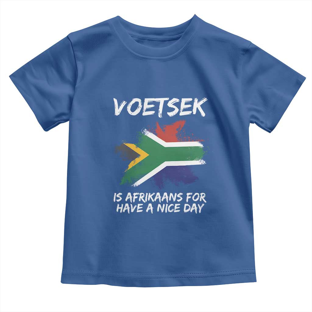Funny Voetsek Is Afrikaans For Have A Nice Day Toddler T Shirt Vintage Saffa Flag