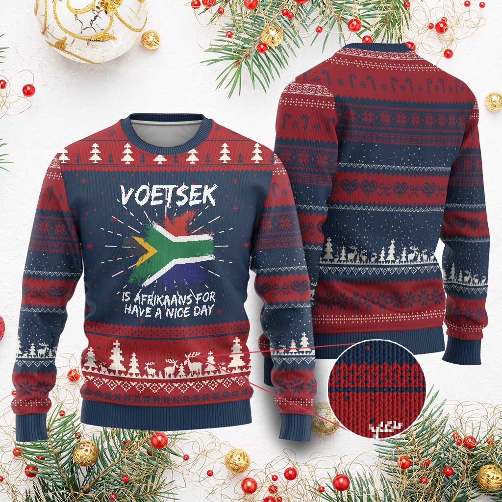 Funny Voetsek Is Afrikaans For Have A Nice Day Ugly Christmas Sweater Vintage Saffa Flag
