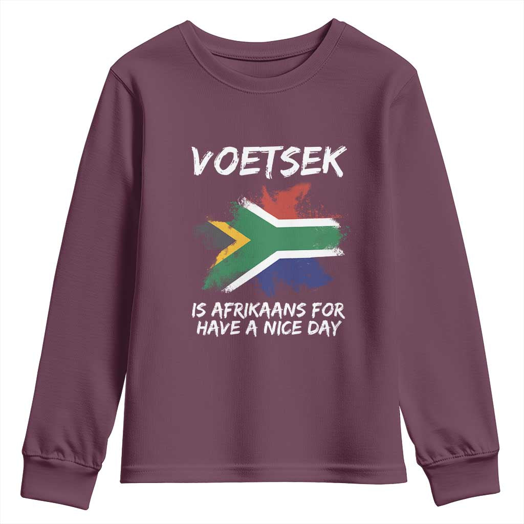 Funny Voetsek Is Afrikaans For Have A Nice Day Youth Sweatshirt Vintage Saffa Flag