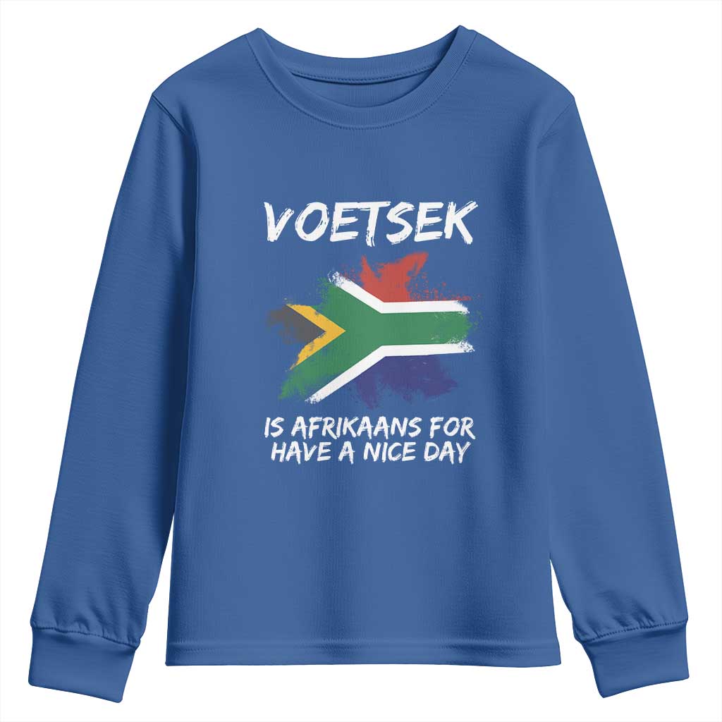 Funny Voetsek Is Afrikaans For Have A Nice Day Youth Sweatshirt Vintage Saffa Flag