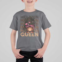African American Pride T Shirt For Kid Melanin Queen Afro Messy Bun
