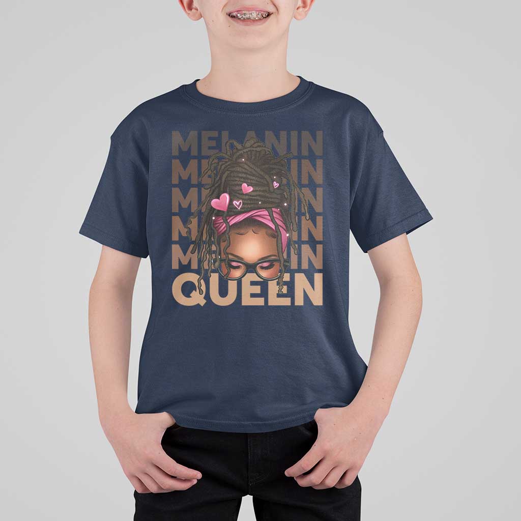 African American Pride T Shirt For Kid Melanin Queen Afro Messy Bun