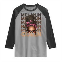 African American Pride Raglan Shirt Melanin Queen Afro Messy Bun