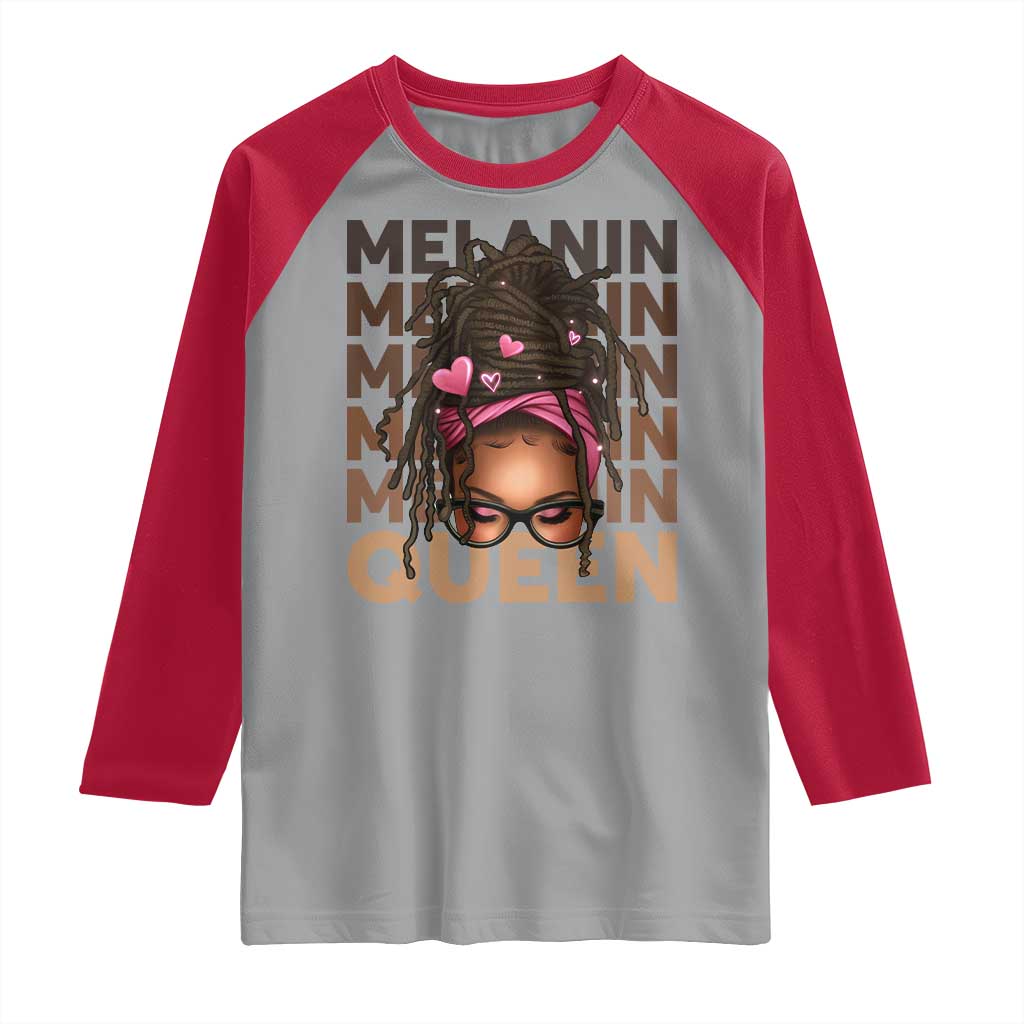 African American Pride Raglan Shirt Melanin Queen Afro Messy Bun