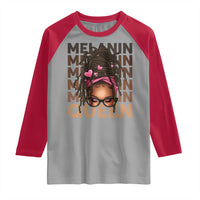 African American Pride Raglan Shirt Melanin Queen Afro Messy Bun