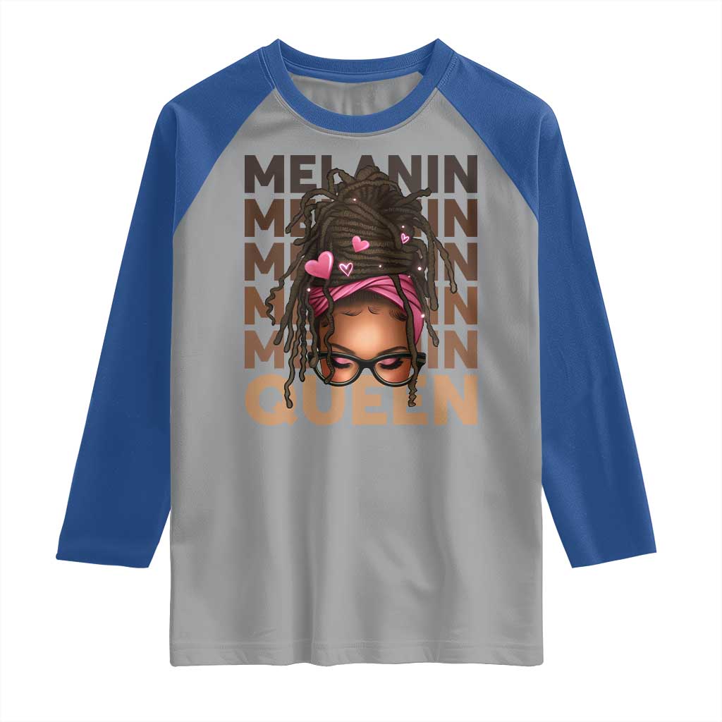 African American Pride Raglan Shirt Melanin Queen Afro Messy Bun
