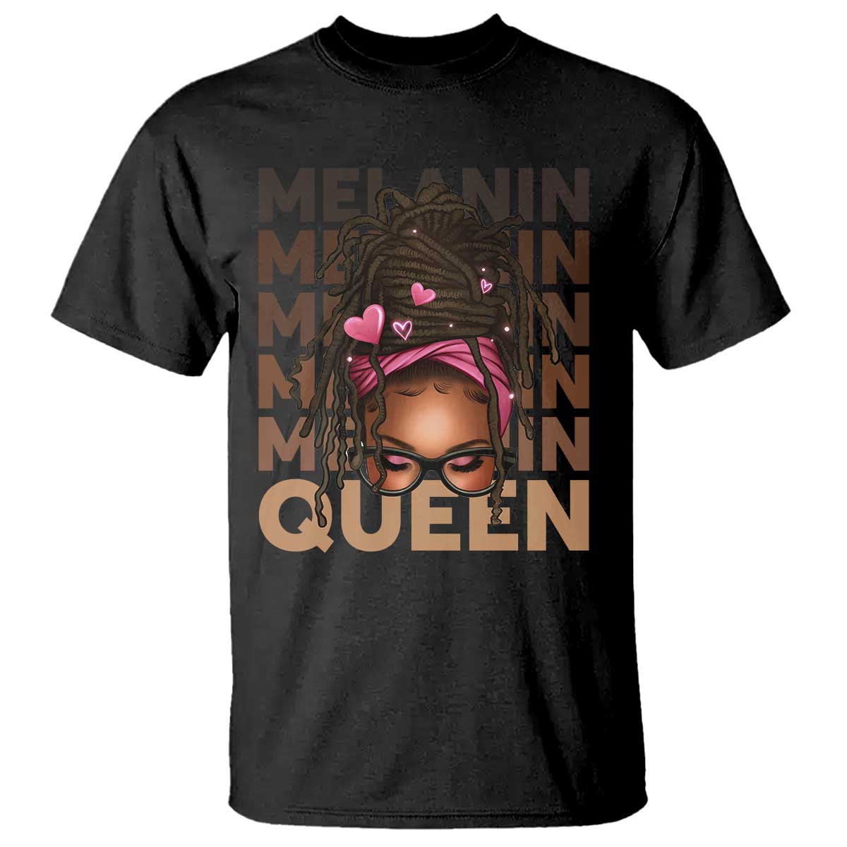 African American Pride T Shirt Melanin Queen Afro Messy Bun