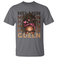 African American Pride T Shirt Melanin Queen Afro Messy Bun