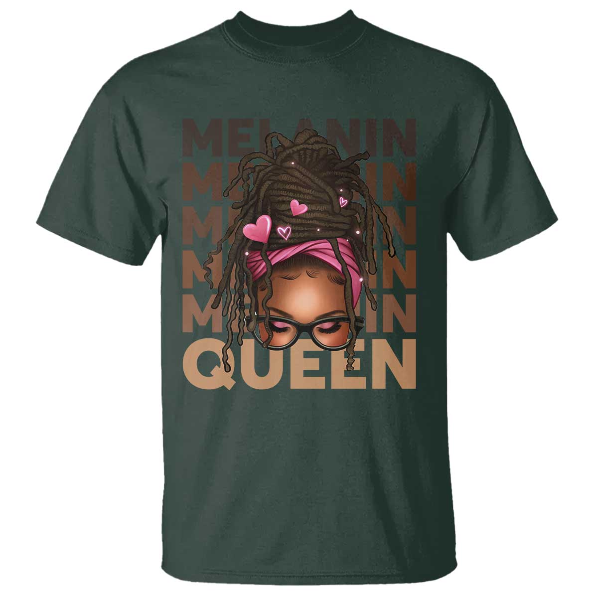African American Pride T Shirt Melanin Queen Afro Messy Bun