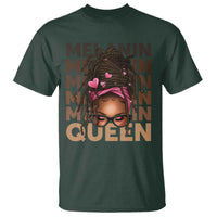 African American Pride T Shirt Melanin Queen Afro Messy Bun