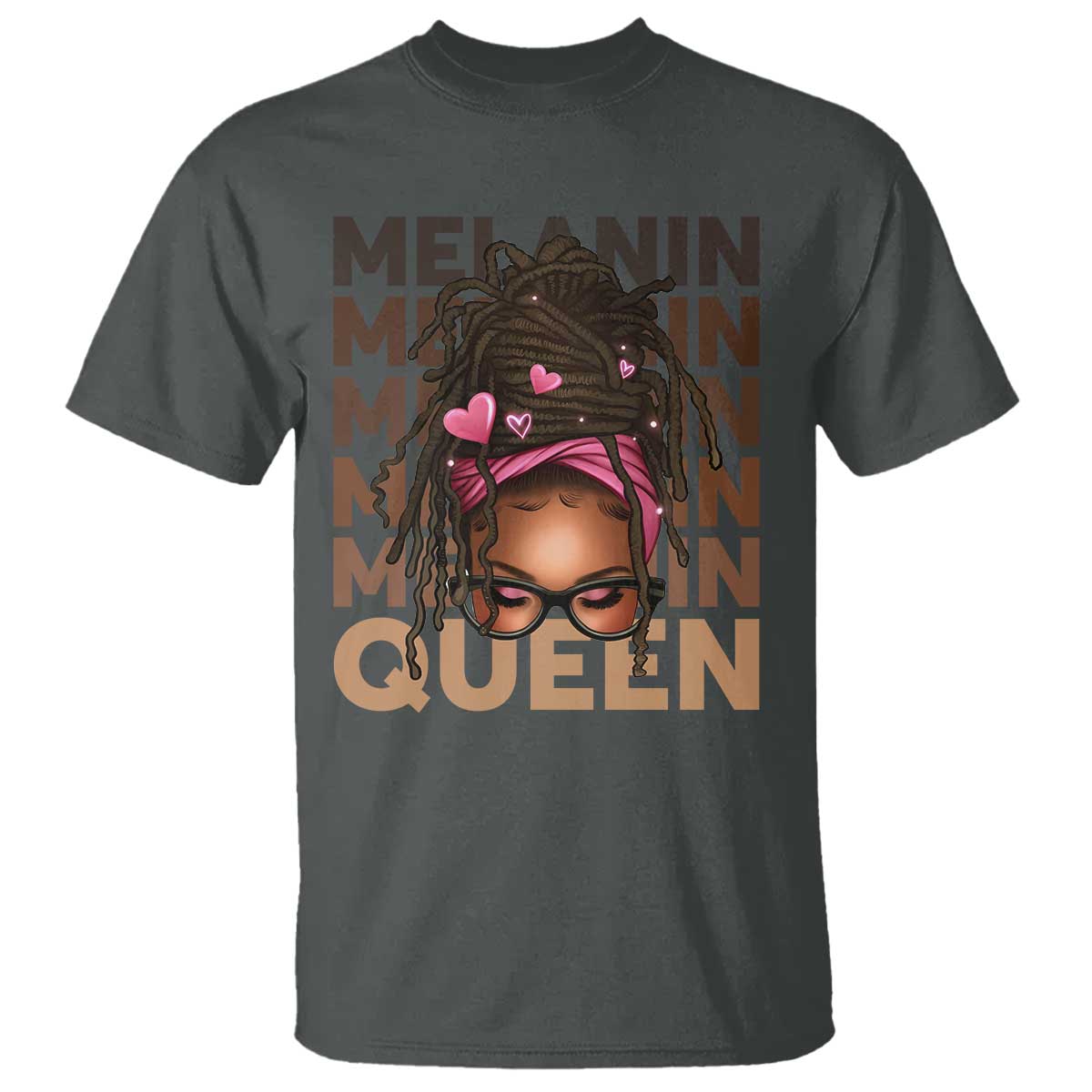 African American Pride T Shirt Melanin Queen Afro Messy Bun